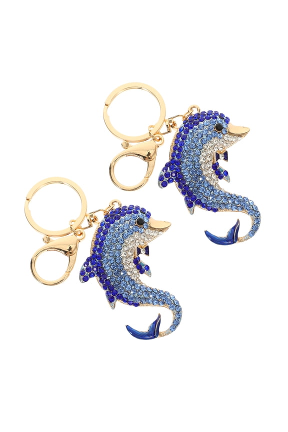 2 Pcs Sea Animal Keychain Dolphin Keychains Lovers Sky-blue