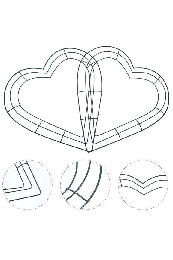 2 Pcs Shape Wrought Iron Wreath Heart Wreath Rings 35.00X35.00X1.00CM Green