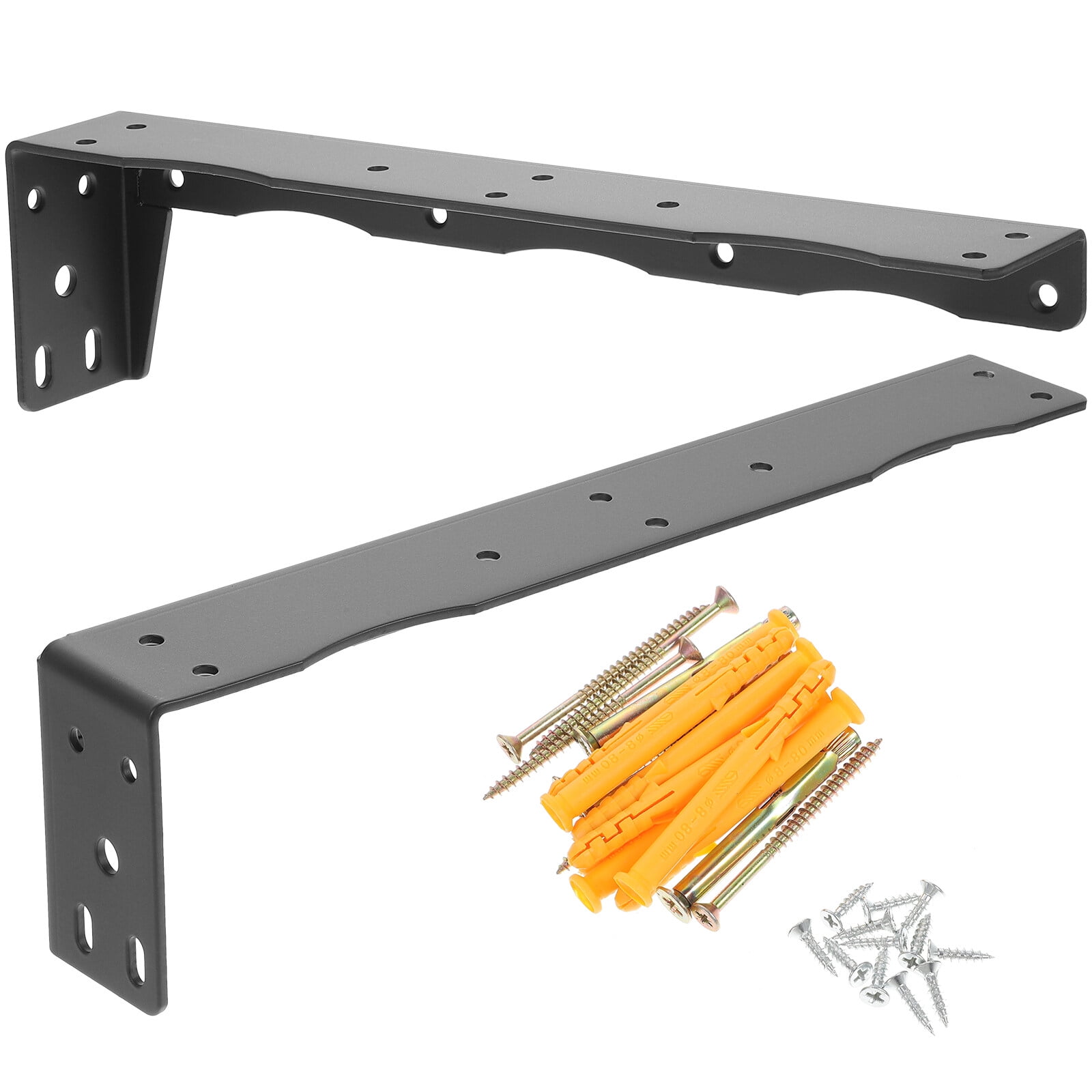 FOMIYES Shelf Support Bracket Heavy Duty Black L Shaped for Office Use 2Pcs