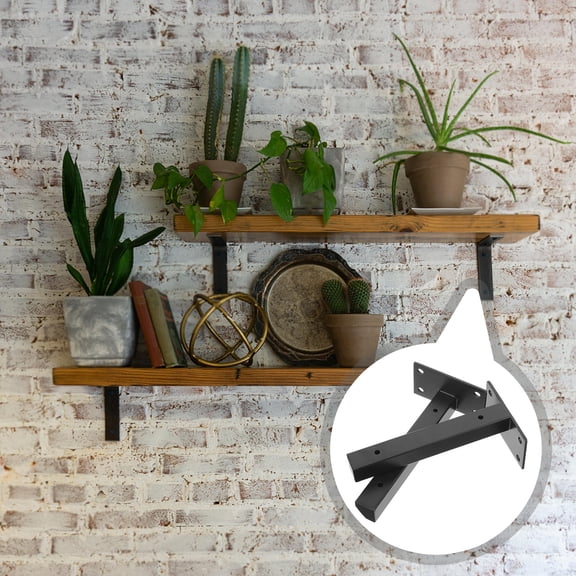 Raindrops  2 Pcs Shelf Brackets Heavy Duty for Bookshelf Shelving Supports Black