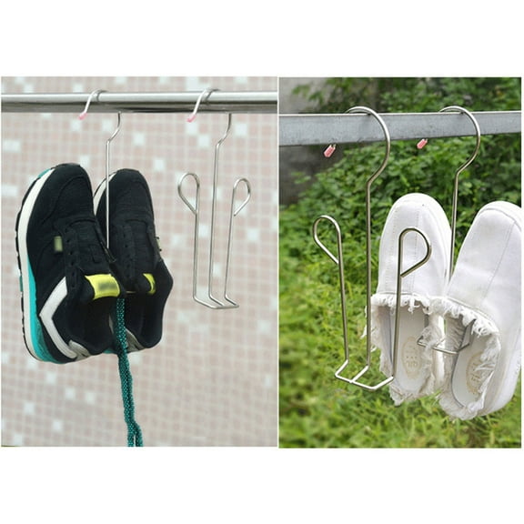 Raindrops 2 Pcs Shoe Rack Hanger Boot Drying Rack 23.50X16.20X0.50CM Silver