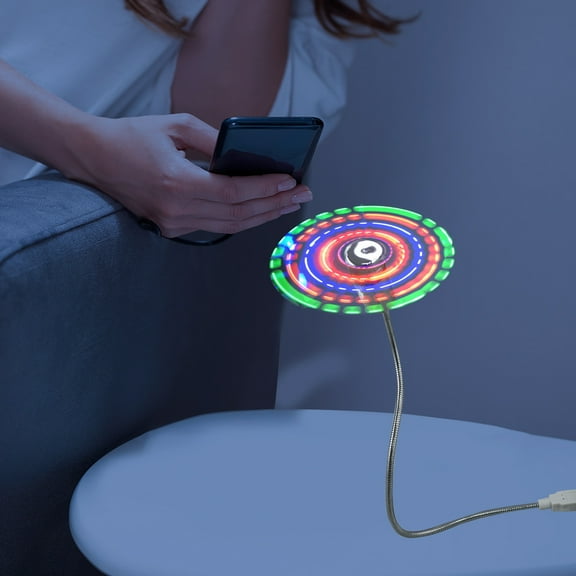 Raindrops Mini USB Fan with -Certified LED Patterns for Desktop Computer Cooling, Plastic and Metal Design