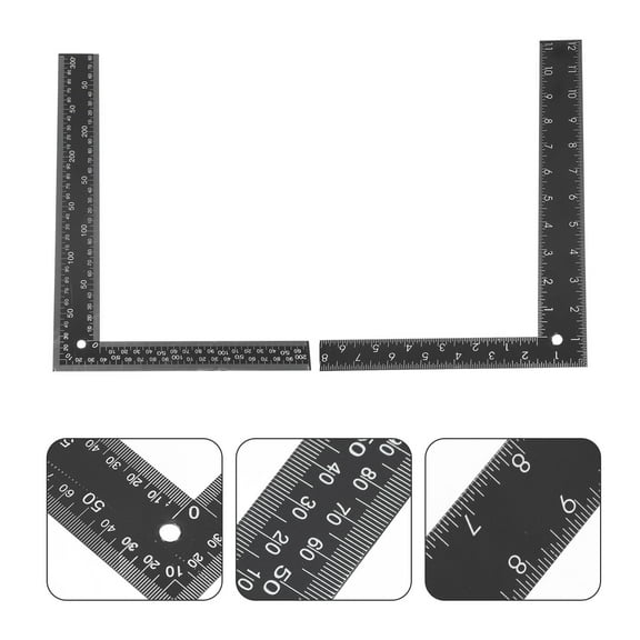 Raindrops  2 Pcs Corner Ruler Engineer Measuring Woodworking Square Student Black