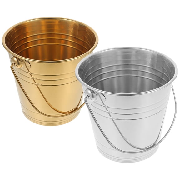 Raindrops 2 Pcs Stainless Steel Ice Cube Bucket Type Double Container