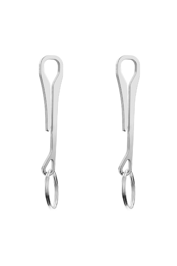 2 Pcs Steel Mixing Spoon Car Clips Key Chain Portable Key Holder