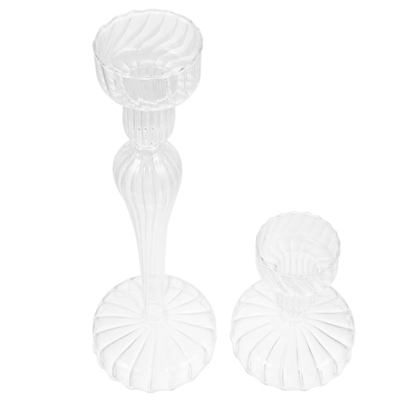 USHOBE Retro Candlestick Holder ped Glass 2 Pcs Home Decoration