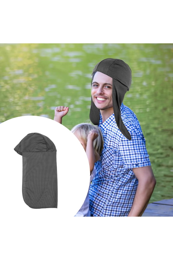 2 Pcs Sun Visor Hat Women with Neck Flap Hats Miss Man Dark Grey