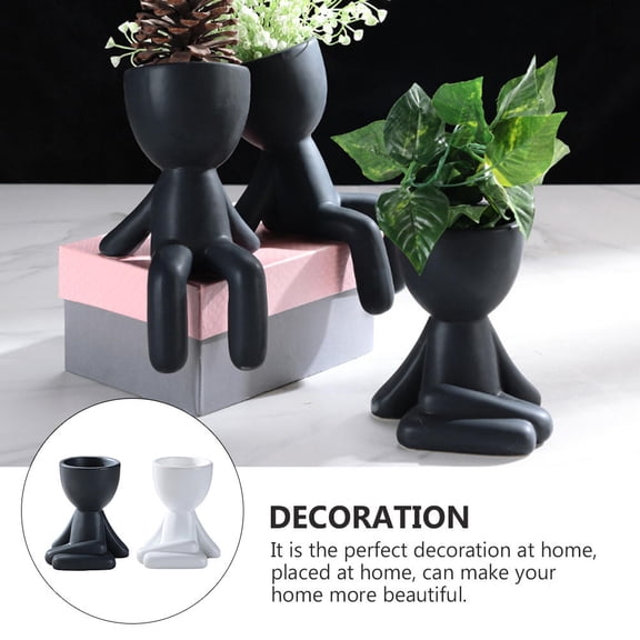 Raindrops 2 Pcs Tabletop Ceramic Humanoid Flower Pot Home Decoration Baby 15.5X13CM