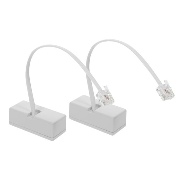 Raindrops  2 Pcs Telephone Line Adapter Landline Adapters Travel White