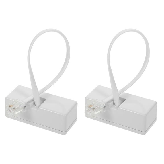 Raindrops  2 Pcs Telephone Line Adapter Landline Connector Adapters Travel White