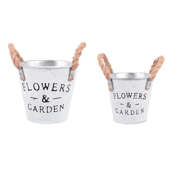 Raindrops 2 Pcs Tin Bucket Flower Pot Landscaping Vintage Pots