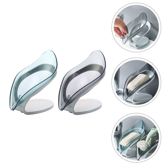 Raindrops  2 Pcs Water Draining Rack Shower Soap Holder Bar Tray Leaf Shape