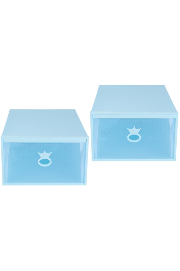 2 Pieces Shoe Storage Box Shelves Door Closet Case Sneaker Athletic Shoes Blue