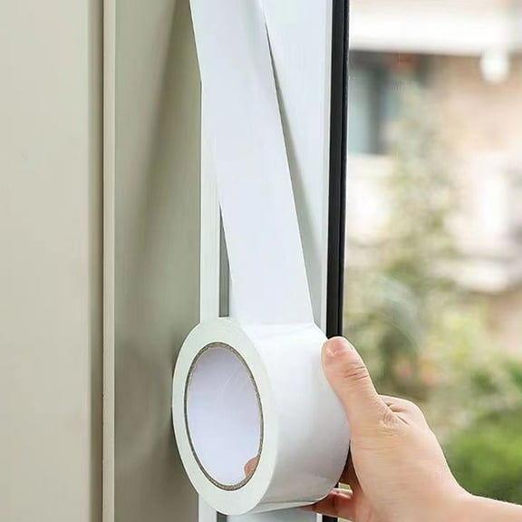 Raindrops 2 Rolls Adhesive Window Tape for Windproof Sealing and Insulation in White Silver 786.00X1.97X0.08in