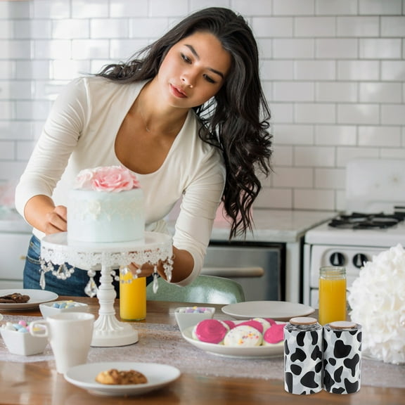 Raindrops Cow Pattern Cake Collar for Decoration Made of Plastic White Color Fits Mousse Cake 2 Rolls