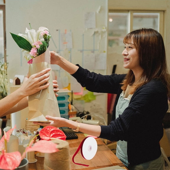 Raindrops Dark Red Velvet Ribbon for Wrapping, Crafts, Decorations, and Projects, Elegant and Soft Texture