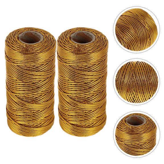 Raindrops Golden Craft Cord Ropes 2 Rolls, 100m Total Length, 1.5mm Diameter for Home, Office, Wrapping and Projects