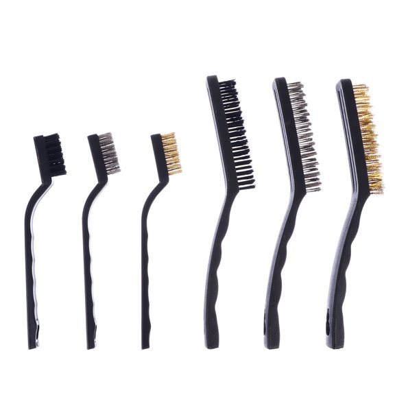 LABRIMP 6Pcs Wire Brushes for Cleaning Rust Curved Handle Copper Wire for Detail Vehicle Interiors