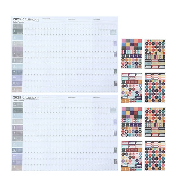 Raindrops 2 Sets Aesthetic Wall Calendar Paper Yearly Planning For Classroom And Organizing 74.20X52.50In