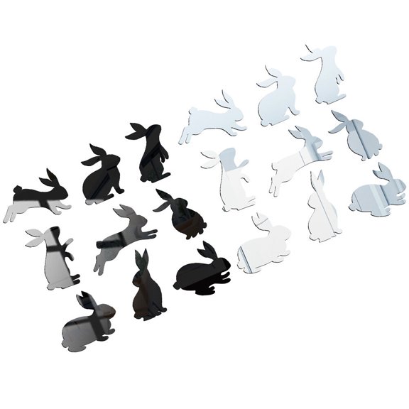 Raindrops Bunny Wall Decals Black Acrylic Easy Apply Remove Easter Room Decoration 2Sets