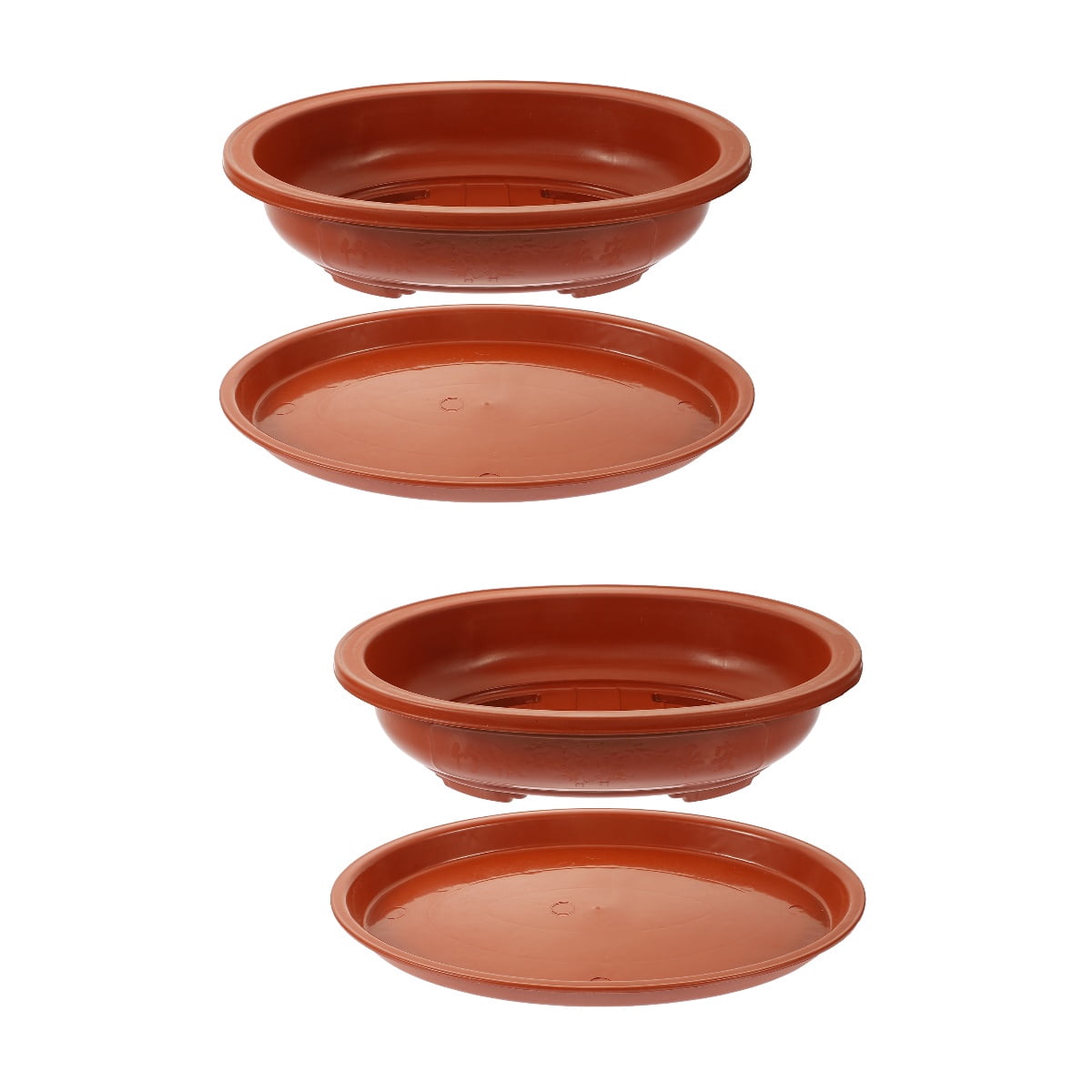 SHOWERORO Gardening Bonsai Container Brown Oval Plastic for Home and Office 2Sets