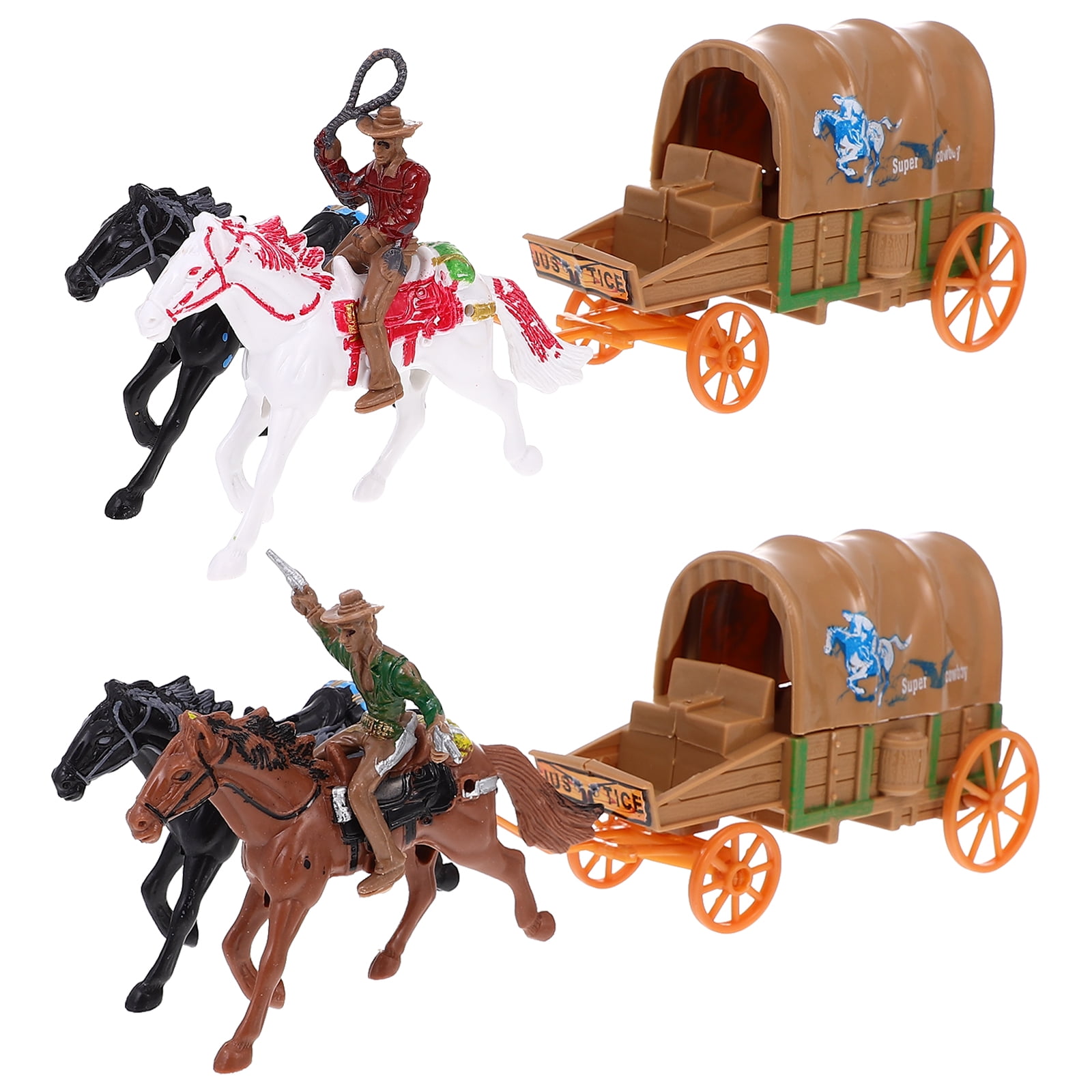 Raindrops 2 Sets Horse Toys Farm Bales Cowboy Model Showcase Display ...