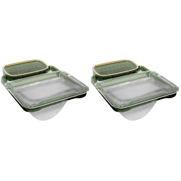 Raindrops 2-Pack Kitchen Sink Strainers with Filter Nets and Sponge Holder, Foldable Storage Rack for Drainage