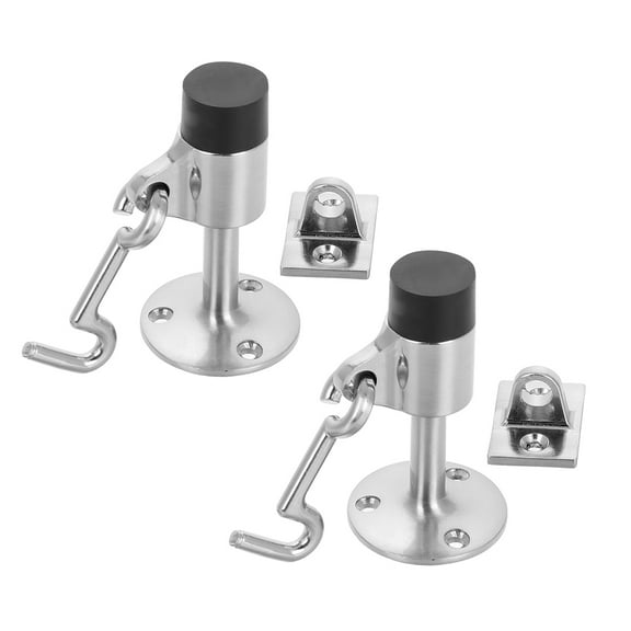 Raindrops 2 Sets Security Door Stopper with Hook Heavy Duty Stop for Wall Front Door Prevents from Blowing Open Latch for Homes Office Outdoor Use