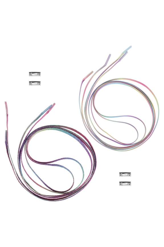 2Sets No Tie Shoe Laces for Adults Elastic Cotton Rope Shoes with Metal Buckle