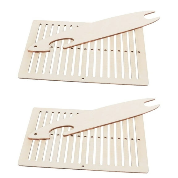 Raindrops 2 Sets Wood Weaving Stick Set Beginners Weaving Shuttle for Bracelet Bag Belt Camera Strap