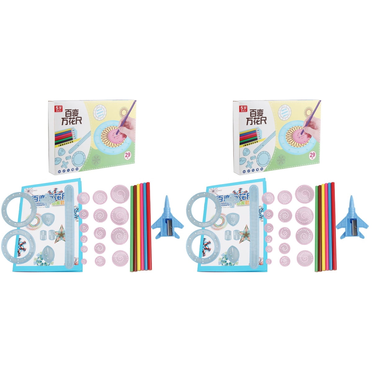 Raindrops 2 Sets of 29Pcs Puzzle Rotatable Drawing Toys Geometric ...
