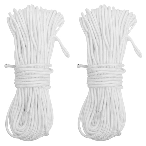 Raindrops 2 pcs  30M Multi-functional Braided Nylon Rope Clothesline Clothes Drying Rope Bundling Rope for Camping Indoor Outdoor (White)