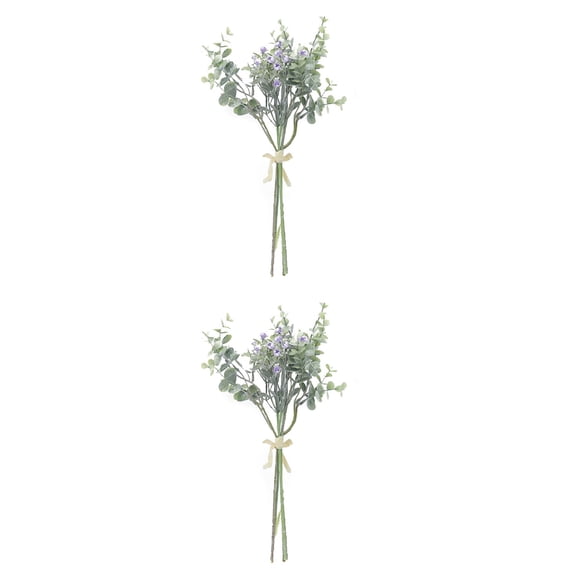 Raindrops 2 pcs  Artificial Flower Simulation Gypsophila Bouquet Fake Eucalyptus Leaf Babysbreath Decor Artificial Flower Arrangement for Home Wedding Decor (Violet)