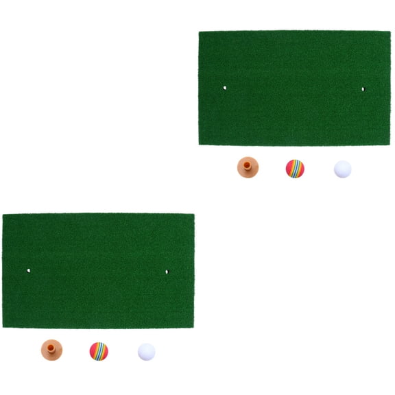 Raindrops 2-Pack Mini Practice Mat Indoor Realistic Turf Swing Training Aid for Driving, Hitting, Chipping & Putting -