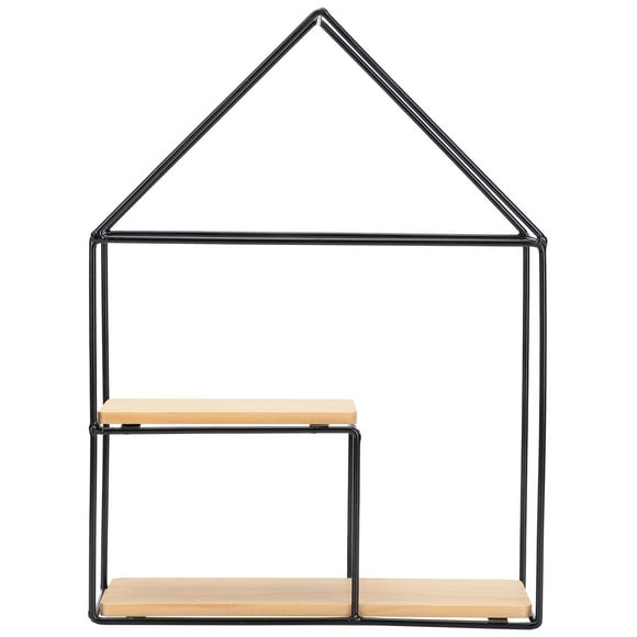 Raindrops 2 pcs Wall-mounted Iron Storage Shelf Practical Display Rack House-shaped Frame