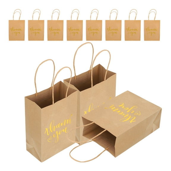 Raindrops  20 Pcs Handbag Small Paper Bags with Handles Packaging Medium Shopping Brown