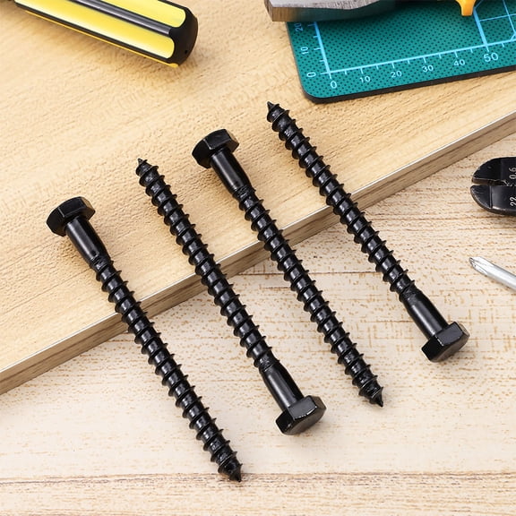 Raindrops Masteelf Head Screws 20pcs Hexagonal Head Bolts Long Lag Screws for Wood Deck Construction Black