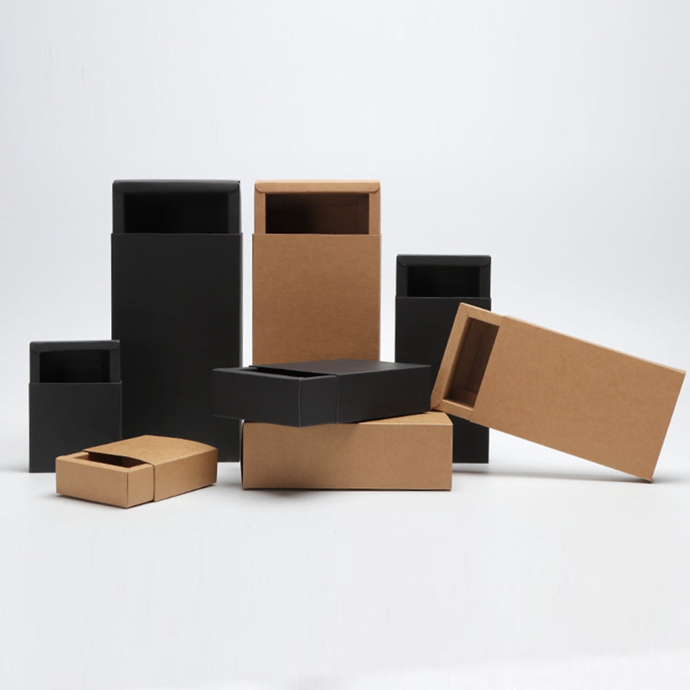 Raindrops 20Pcs Kraft Paper Drawer Boxes Black Handmade Packaging for ...