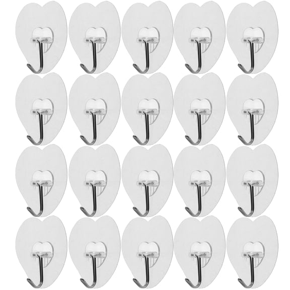 Raindrops Wall Sticky Transparent Love Hooks 20Pcs Plastic Stainless Steel Heavy Duty Adhesive Utility