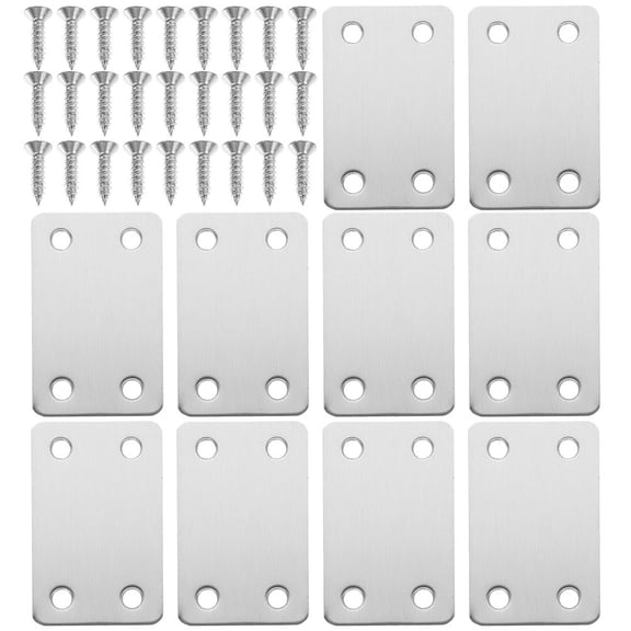 Raindrops Straight Bracket Stainless Steel Flat Metal Brackets Silver 20 Sets For Diy Projects