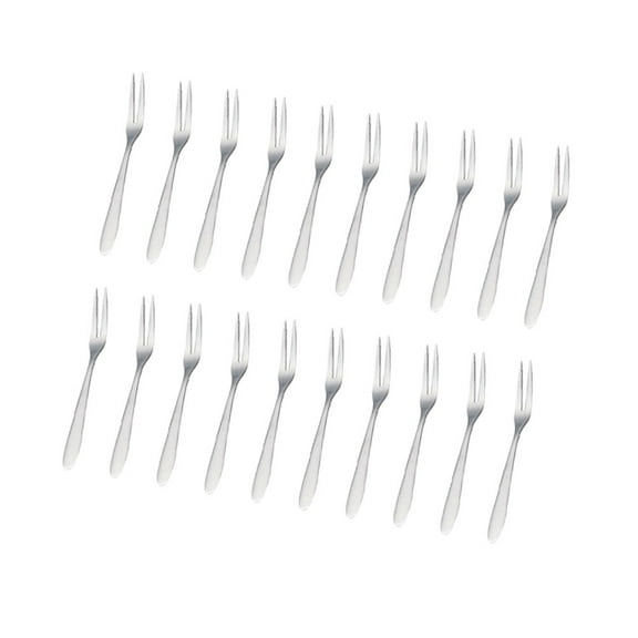 Raindrops 20 Pcs Little Forks Stainless Steel Fruit Fork 13.00X1.00X1.00CM Silver