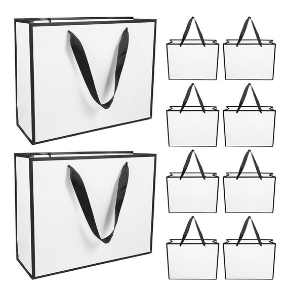 Raindrops 20 Pcs Paper Carrier Bags with Handles Foldable Clear Party Shopping White