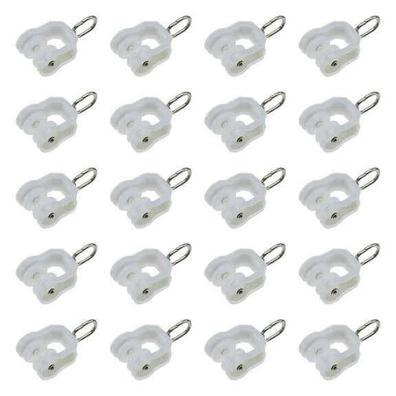 Raindrops 20 Pcs Twin Wheeled Curtain Rods for Windows Pulley Panel Holders Pulleys