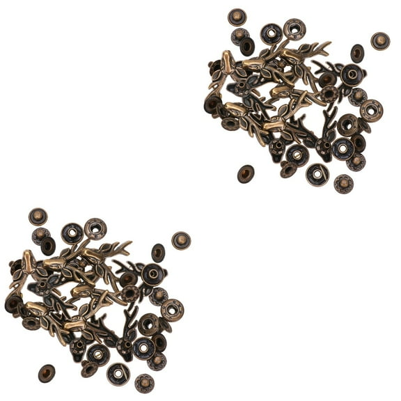 Raindrops 20 Sets  Zinc Alloy Retro Deer Shape Snap Button Costume Bag Buckle Fittings Clasp Button Craft with Base Accessories (Bronze)