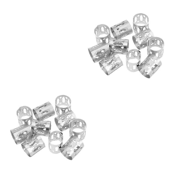Raindrops 20 pcs  Dreadlocks Hair Braiding Cuffs Beads Aluminum Hair Braiding Clips Metal Hair Cuffs Braid Rings Braiding Hair ( Silver )