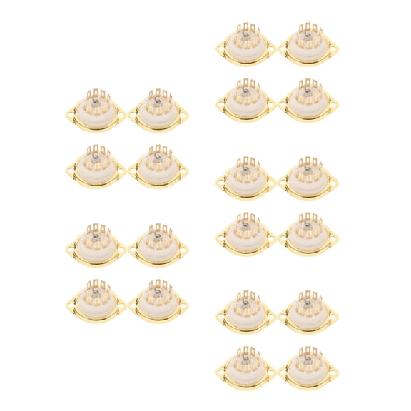 FOMIYES Golden Ceramic 9pin Tube Socket for Audio Equipment Conductivity and Durability 20Pcs