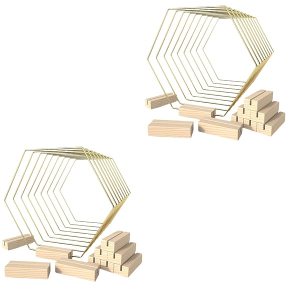 Raindrops 20 pcs  Wedding Hexagon Wreath Rings Metal Hoops DIY Wreath Rings for Party with Base