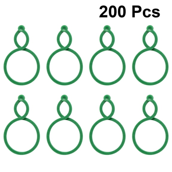 Raindrops 200 Pcs Reusable Garden Cable Ties 8-shape Reusable Plant Support Gardening Tree Tie Snap Buckle Belts Plants Fixed Hanging Decor (Green)