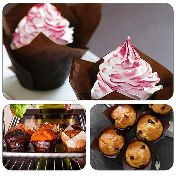 FOMIYES 200Pcs Tulip Shape Paper Baking Cups in Assorted Colors Biodegradable for Party Cake Decorating