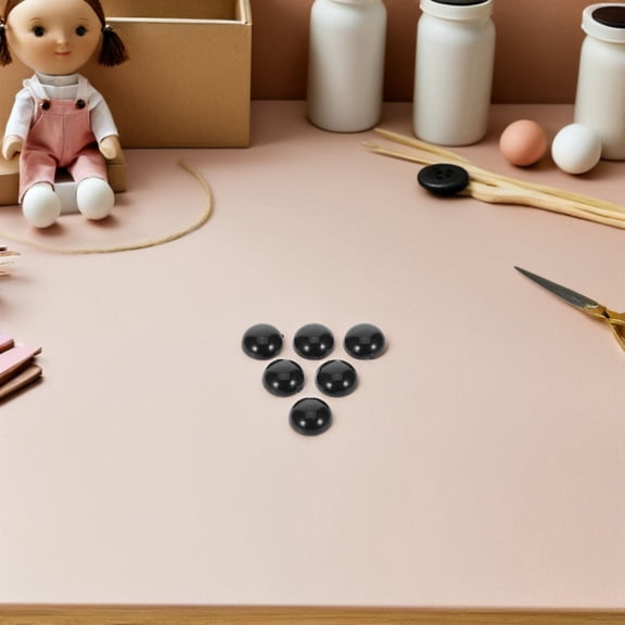 Raindrops 200 Pieces Black Flat Back Half Round Plastic Craft Eyes for Stuffed Animals and Doll Making